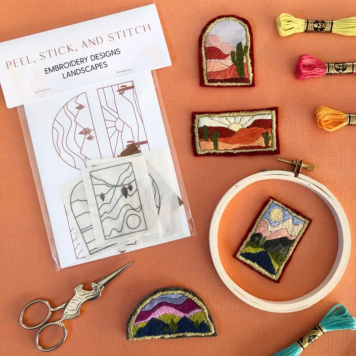 Peel, Stick and Stitch Patterns - Landscape Hand Embroidery