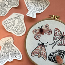 Peel, Stick and Stitch Patterns - Moths Hand Embroidery