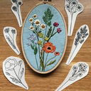 Peel, Stick and Stitch Patterns - Wildflower Stems Hand Embroidery