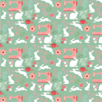 Poppies Patchwork Club// Beatrix Mint End of Bolt