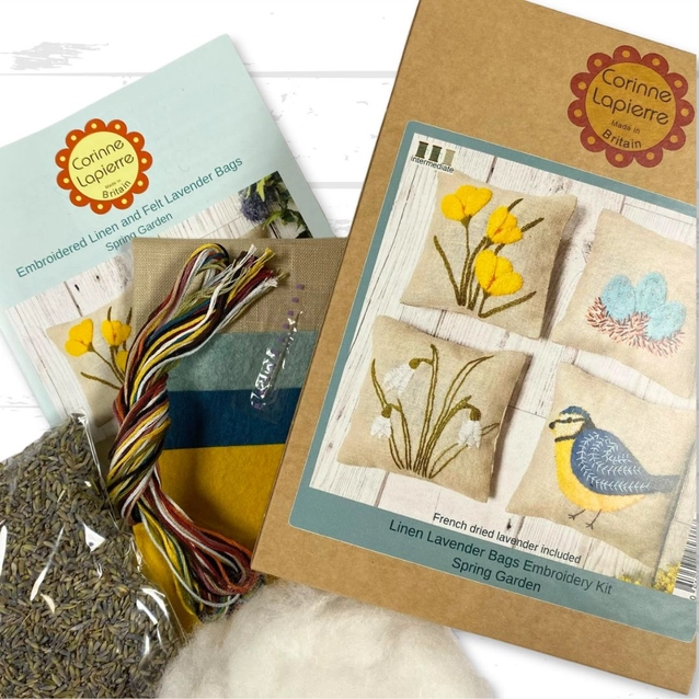 Spring Garden - Linen Lavender Bags Embroidery Kit