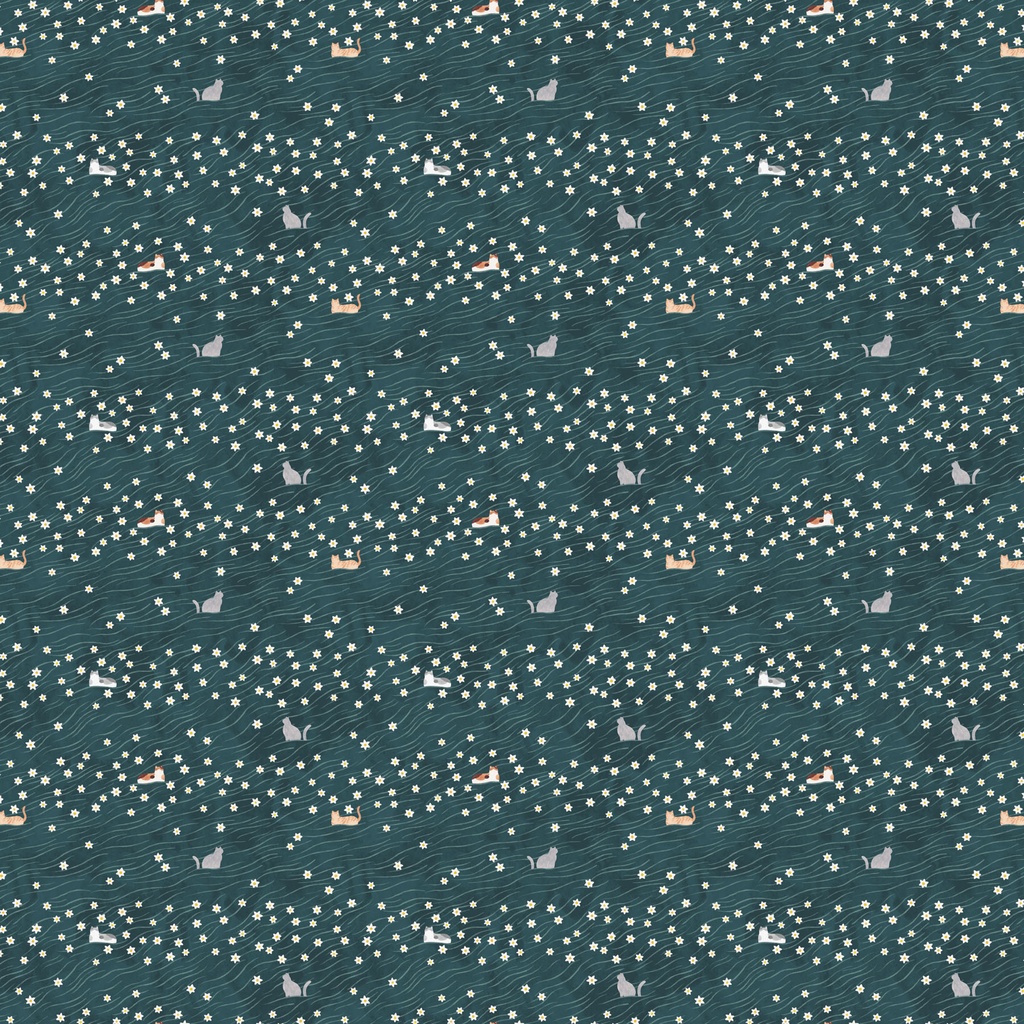 Paws & Play // 91047-68 Cat Field Teal
