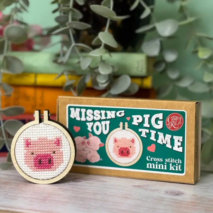 Mini Matchbox Cross Stitch Kit // Missing You Pig Time