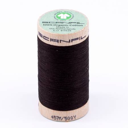 [92090-4830] Scanfil Organic Cotton Thread 50wt Solid 500yd Licorice