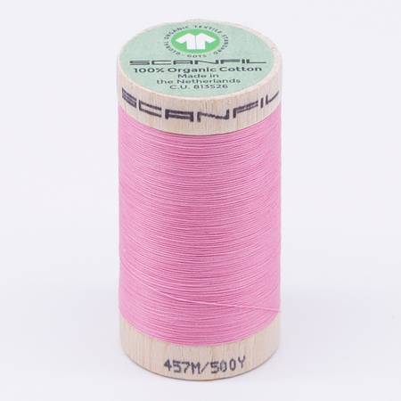 [92069-4809] Scanfil Organic Cotton Thread 50wt Solid 500yd Candy Pink