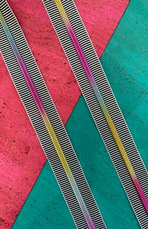 [SASSKIT-17G] Black Stripe Zipper Tape with Rainbow Teeth