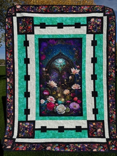 [NGHTGRDNQK-VLT] Celestial Window Quilt Kit - Night Garden (Violet)