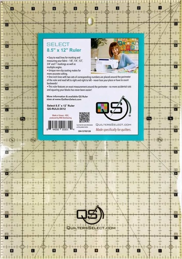 [QS-RUL8.5x12] Quilters Select Non-Slip Ruler 8.5in x 12in