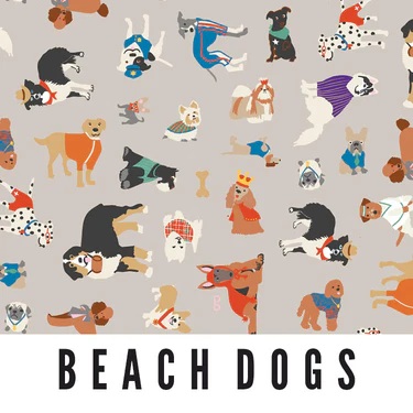 [ROLL-BD-C] Splash Fabric Laminated Cottons // Beach Dogs
