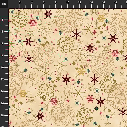 [4592-200] We Love Christmas // Style MCS25-01 BeigeGold Stars and Snowflakes