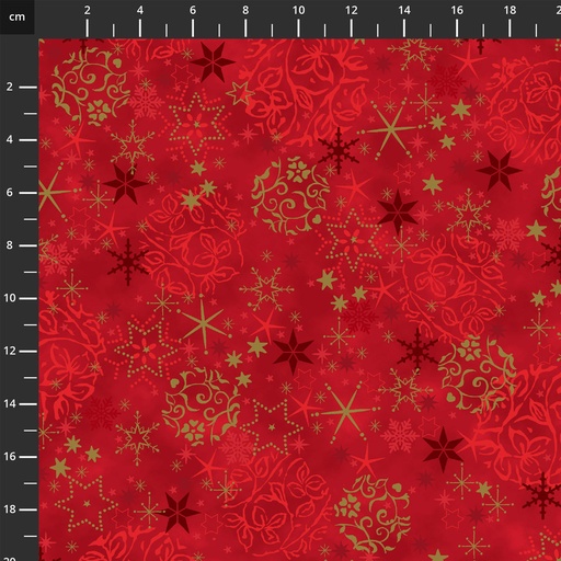 [4592-400] We Love Christmas // Style MCS25-01 RedGold Stars and Snowflakes