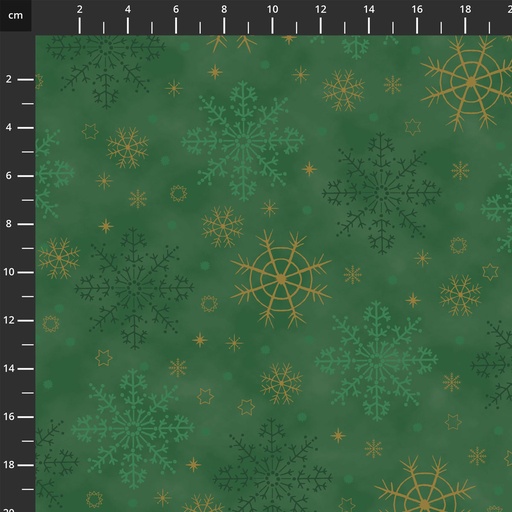 [4592-811] We Love Christmas // Style MCS25-10 GreenGold Snowflakes