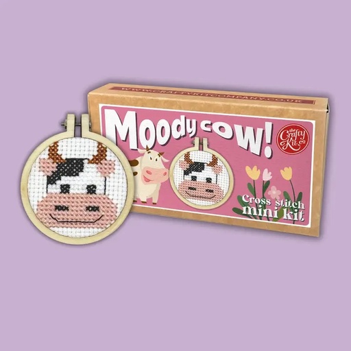 [CKC-MB-056] Mini Matchbox Cross Stitch Kit // Moody Cow