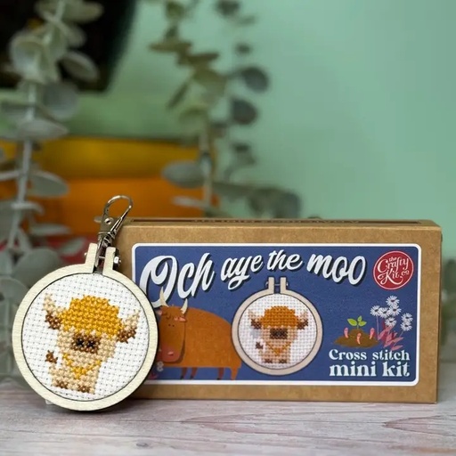 [CKC-MB-020] Mini Matchbox Cross Stitch Kit // Och Aye the Moo