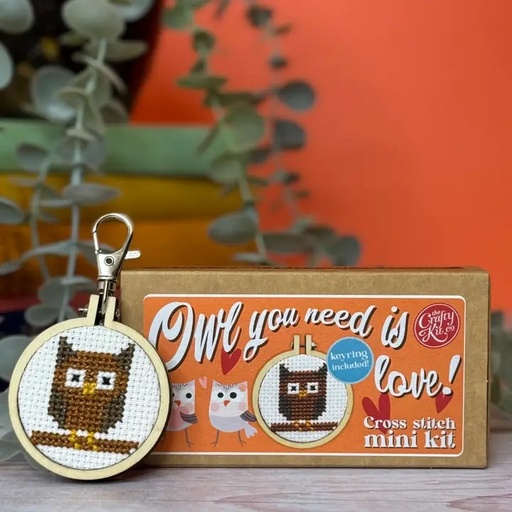 [CKC-MB-129] Mini Matchbox Cross Stitch Kit // Owl You Need is Love